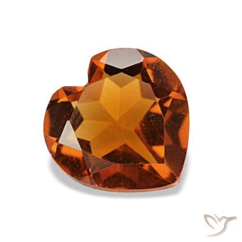 Citrino laranja profundo natural 0,92ct, formato de coração, VVS-VS