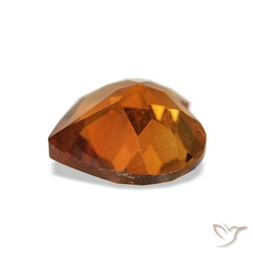 Citrino laranja profundo natural 0,92ct, formato de coração, VVS-VS