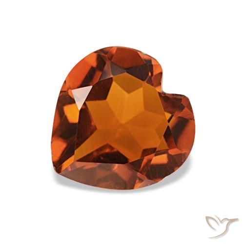 Citrino âmbar laranja Natural 0,91ct, Formato de coração, VS