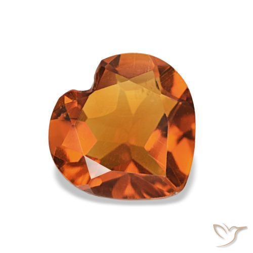 Citrino Laranja Profundo Natural 0.93ct, Formato de coração, VS