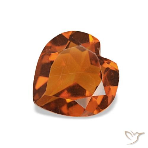 Citrino Laranja Médio Natural 0.91ct, Formato de coração, VS