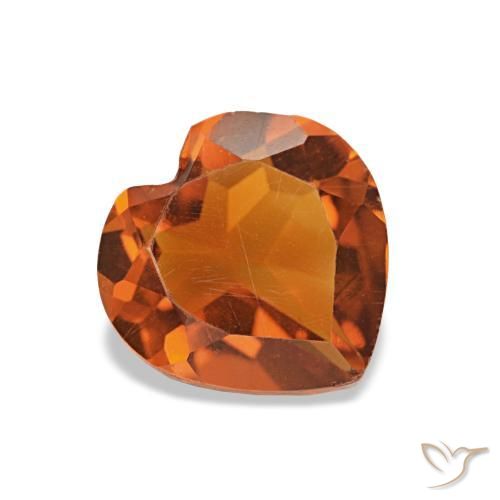 Citrino Laranja Médio Natural 0.91ct, Formato de coração, VS