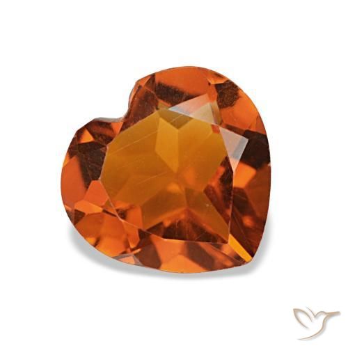 Citrino laranja profundo natural 1,03ct, formato de coração, VS