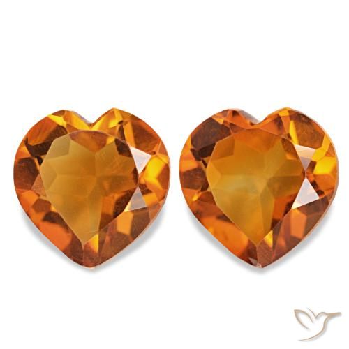 Pedras preciosas de Citrino Laranja Médio natural de 2.11 ct, Formato de coração, VVS