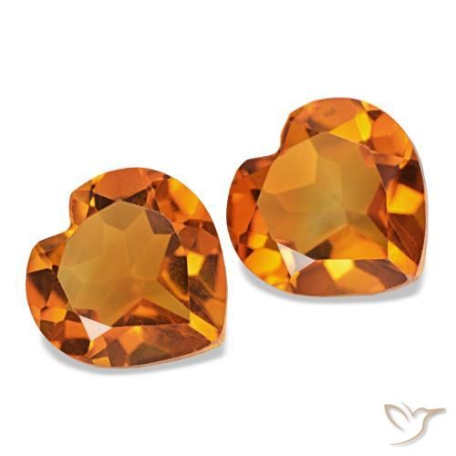 Pedras preciosas de Citrino Laranja Médio natural de 2.11 ct, Formato de coração, VVS