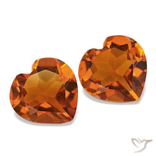 Pedras preciosas de citrino âmbar laranja natural de 1,97 ct, formato de coração, VS