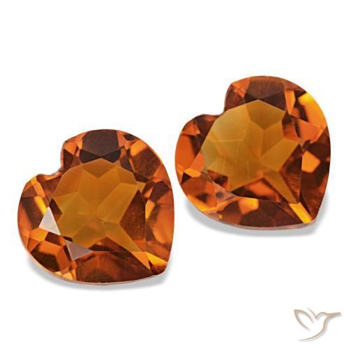 Pedras preciosas de Citrino Laranja Profundo natural de 2.10 ct, Formato de coração, VS