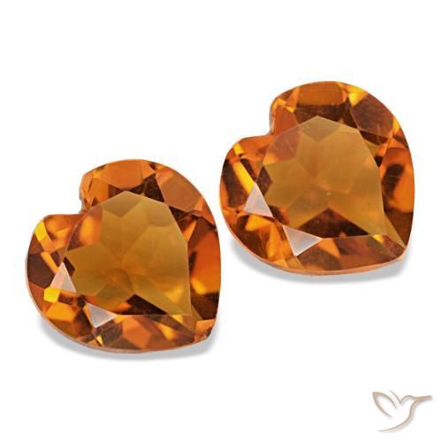 Pedras preciosas de Citrino Laranja Profundo natural de 2.05 ct, Formato de coração, VS