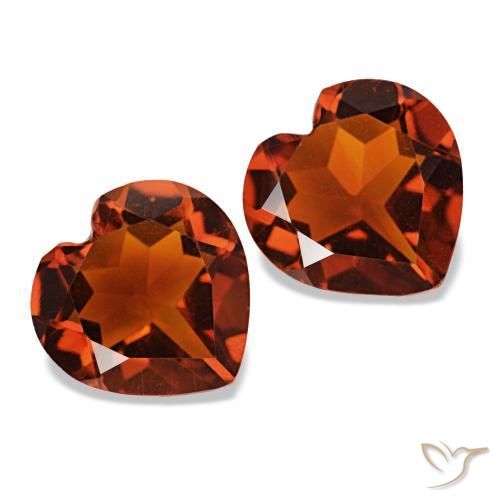 Pedras preciosas de Citrino Laranja Avermelhado Profundo natural de 1.95 ct, Formato de coração, VVS