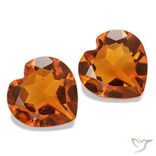 Pedras preciosas de citrino laranja médio natural de 1,97 ct, formato de coração, VVS