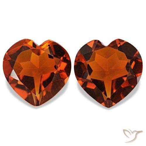Pedras preciosas de citrino laranja escuro natural de 2,02 ct, formato de coração, VVS