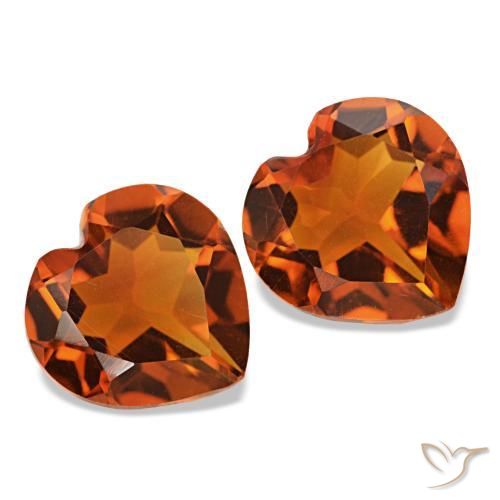 Pedras preciosas de Citrino laranja avermelhado natural de 2.00 ct, Formato de coração, VVS