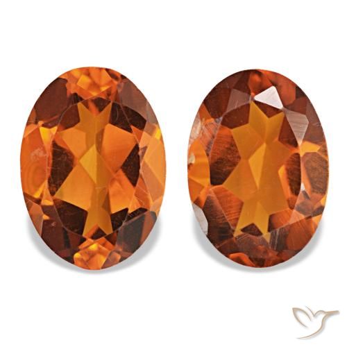 Pedras preciosas de citrino laranja natural de 1,45 ct, corte oval, VS