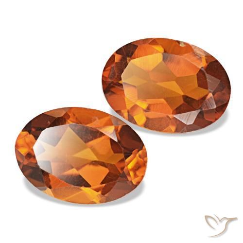 Pedras preciosas de citrino laranja natural de 1,45 ct, corte oval, VS