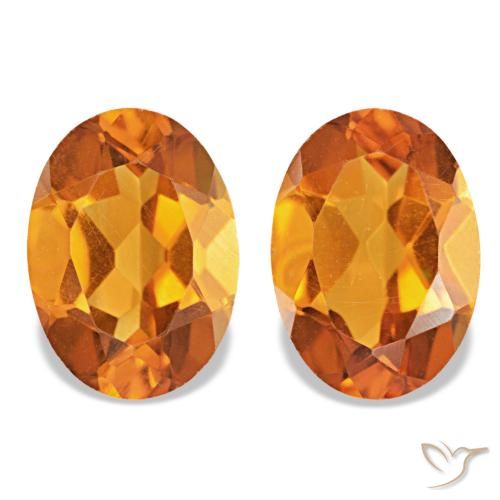 Pedras preciosas de Citrino laranja marrom natural de 1.58 ct, Corte Oval, VS