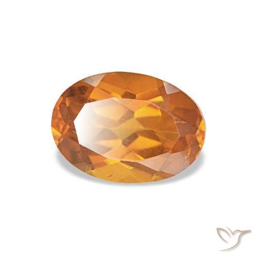 Citrino laranja médio natural 0,69ct, corte oval, VS