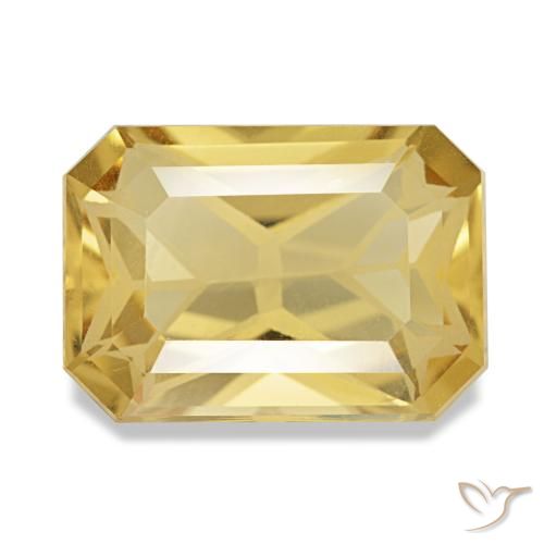 Citrino amarelo natural 3,50ct, corte esmeralda, VVS