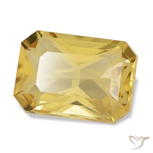 Citrino amarelo natural 3,50ct, corte esmeralda, VVS