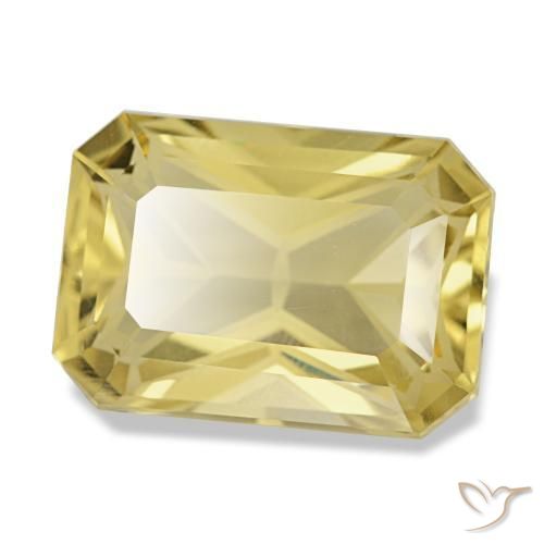 Citrino amarelo natural 5,62ct, corte esmeralda, VVS