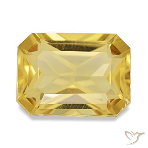 Citrino amarelo natural 4,59ct, corte esmeralda, VS