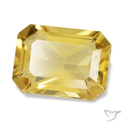 Citrino amarelo natural 4,59ct, corte esmeralda, VS