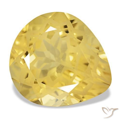 Citrino amarelo natural 11,59ct, formato de pêra, VVS-VS