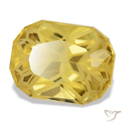 Citrino amarelo natural 12,35ct, almofada cortada, VVS-VS