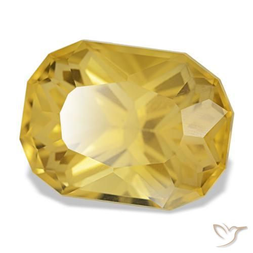 Citrino amarelo natural 12,45ct, almofada cortada, VVS-VS