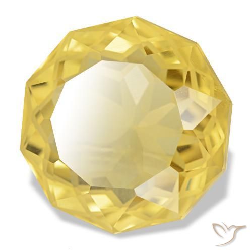 Citrino amarelo natural 15,00ct, corte redondo, VVS