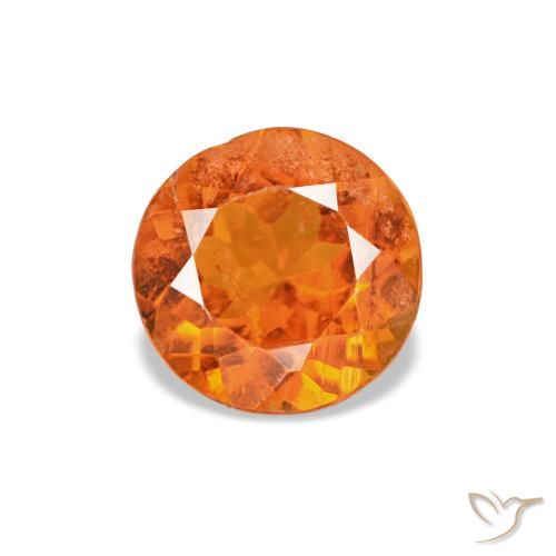 Clinohumita fogo laranja natural 0,43ct, corte redondo, SI