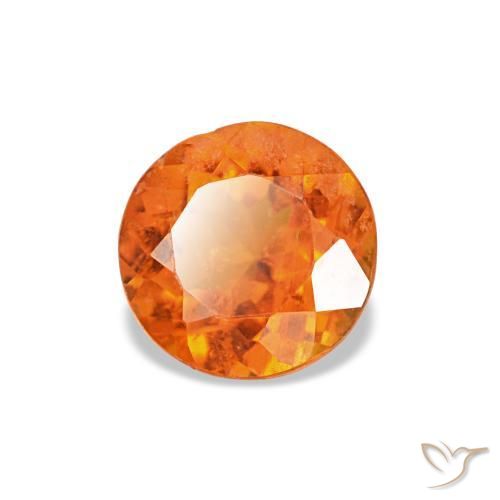 Clinohumita fogo laranja natural 0,43ct, corte redondo, SI
