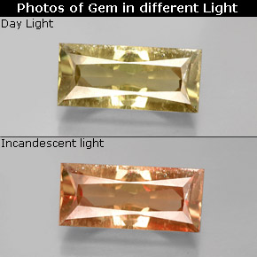 Diasporo de mudança de cor  natural 3,79ct, baguete, VS-SI