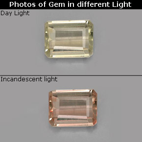 Diasporo de mudança de cor  natural 0,84ct, corte esmeralda, VS