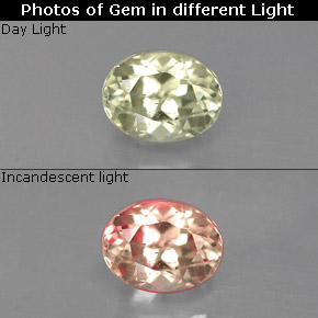 Diásporo com mudança de cor Verde/Rosa Natural 0.77ct, Corte Oval, VS