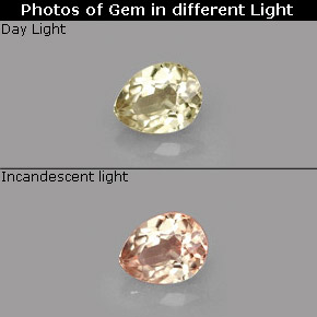 Diasporo de mudança de cor  natural 0,58ct, formato de pêra, VS