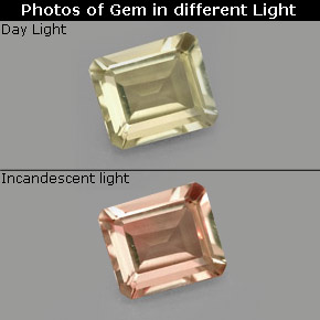 Diasporo de mudança de cor  natural 0,67ct, corte esmeralda, VS