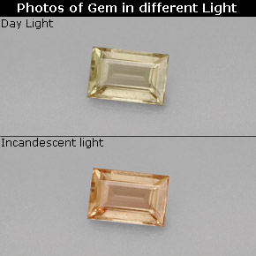 Diásporo com mudança de cor Verde/Rosa Natural 0.86ct, baguete, VS-SI