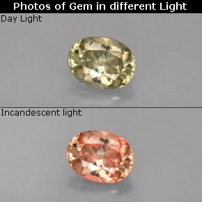 Diasporo de mudança de cor  natural 0,84ct, corte oval, VVS-VS