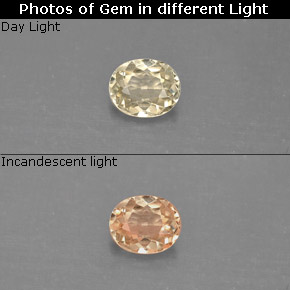 Diasporo de mudança de cor  natural 0,47ct, corte oval, VVS-VS