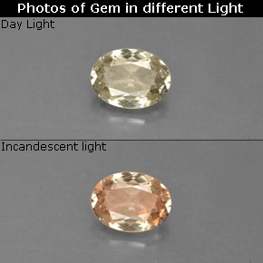 Diasporo de mudança de cor  natural 0,70ct, corte oval, VVS-VS