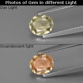 Diasporo de mudança de cor  natural 0,71ct, corte oval, VVS-VS