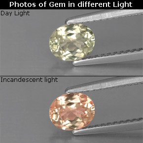 Diasporo de mudança de cor  natural 0,64ct, corte oval, VVS-VS