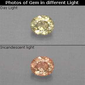 Diasporo de mudança de cor  natural 0,69ct, corte oval, VS