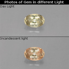 Diasporo de mudança de cor  natural 0,54ct, corte oval, VS