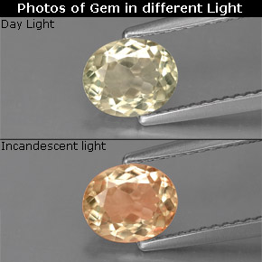 Diasporo de mudança de cor  natural 1,03ct, corte oval, VS