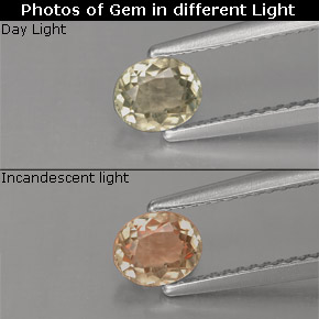 Diasporo de mudança de cor  natural 0,63ct, corte oval, VS