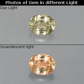Diasporo de mudança de cor  natural 0,82ct, corte oval, VS