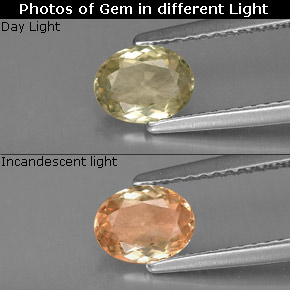 Diasporo de mudança de cor  natural 0,68ct, corte oval, VS
