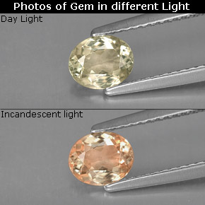 Diasporo de mudança de cor  natural 0,67ct, corte oval, VS