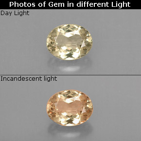 Diasporo de mudança de cor  natural 0,73ct, corte oval, VS